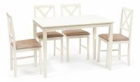 Обеденный комплект эконом Хадсон (стол + 4 стула)/ Hudson Dining Set дерево гевея/мдф, стол: 110х70х75см / стул: 44х42х89см, ivory white (сл. Фото №1
