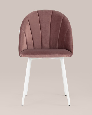Стул Логан велюр пыльно-розовый белые ножки. Фото №5