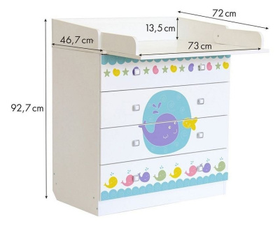 Комод пеленальный Polini kids Simple 1580 Морская история, белый фото Комод пеленальный Polini kids Simple 1580 Морская история, белый. Фото №4