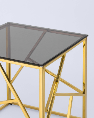 Журнальный столик 55*55 АРТ ДЕКО золото стекло smoke. Фото