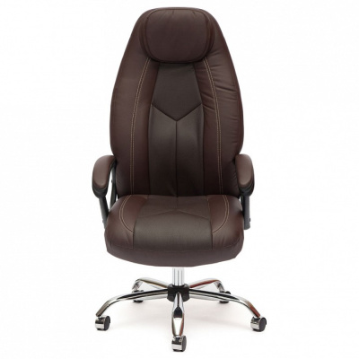 Компьютерное кресло BOSS (хром) кож/зам, коричневый/коричневый перфорированный, 36-36/36-36/06. Фото
