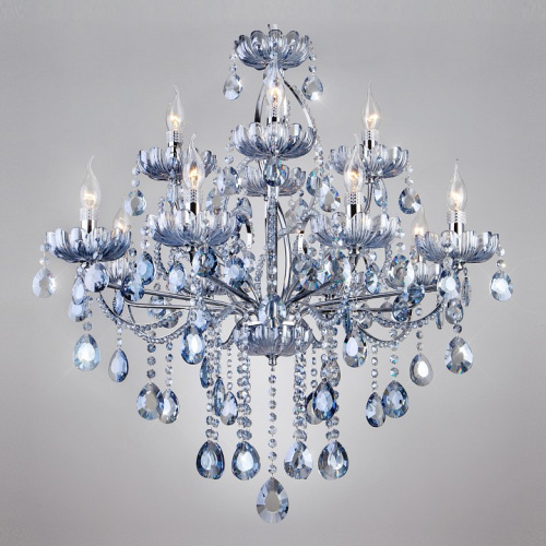 Подвесная люстра Eurosvet Darfina 3015/12 хром/лазурный хрусталь Strotskis. Фото №1