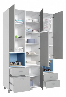 Шкаф комбинированный Polini kids Mirum 2335, серый фото Шкаф комбинированный Polini kids Mirum 2335, серый. Фото №3