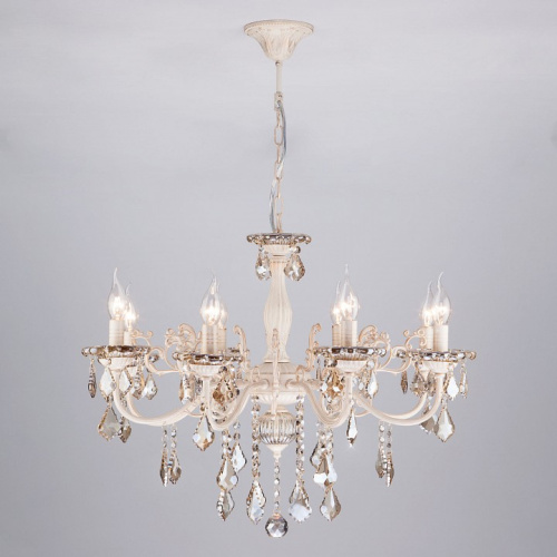 Подвесная люстра Eurosvet Elisha 3281/8 белый с золотом/тонированный хрусталь Strotskis. Фото №2