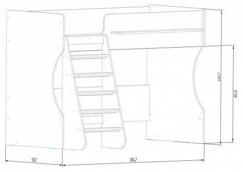 Кровать-чердак Р432 Капризун 1, древесина коричневая светлая дуб. Фото №5