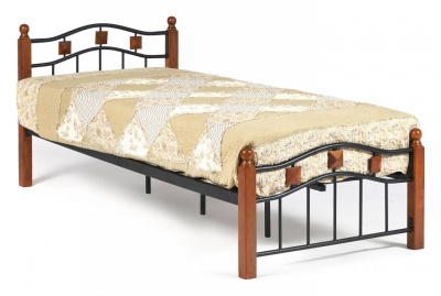 Кровать AT-126 Wood slat base дерево гевея/металл, 90*200 см (Single bed), красный дуб/черный фото Кровать AT-126 Wood slat base дерево гевея/металл, 90*200 см (Single bed), красный дуб/черный. Фото №2