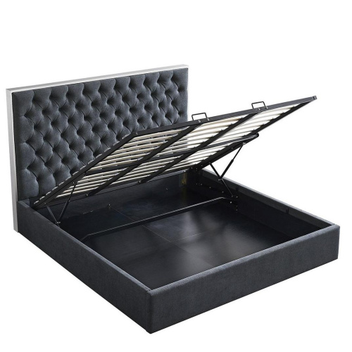 Кровать LBD1704 серая с ящиком для белья. Фото №1