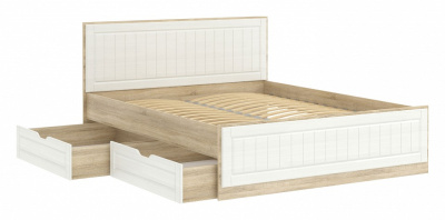 Кровать Оливия НМ 040.34 (1600) + Ящик НМ 040.39, Белое дерево, Дуб Сонома. Фото №2