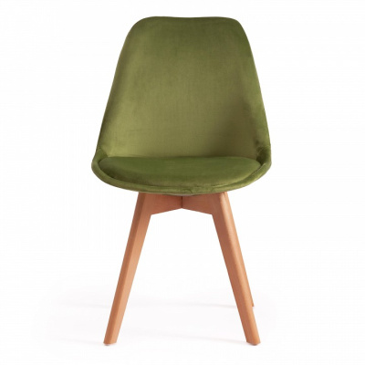 Стул Secret De Maison TULIP SOFT (mod. 74) вельвет/дерево , 54 х 47 х 83 см , зеленый (HLR 54)/натуральный (поставляется по 4 шт). Фото
