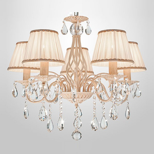 Подвесная люстра Eurosvet Amelia 10054/5 белый с золотом/прозрачный хрусталь Strotskis. Фото №1