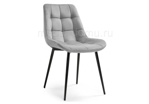 Стул Келми микровелюр светло-серый / черный глянец. Фото №1